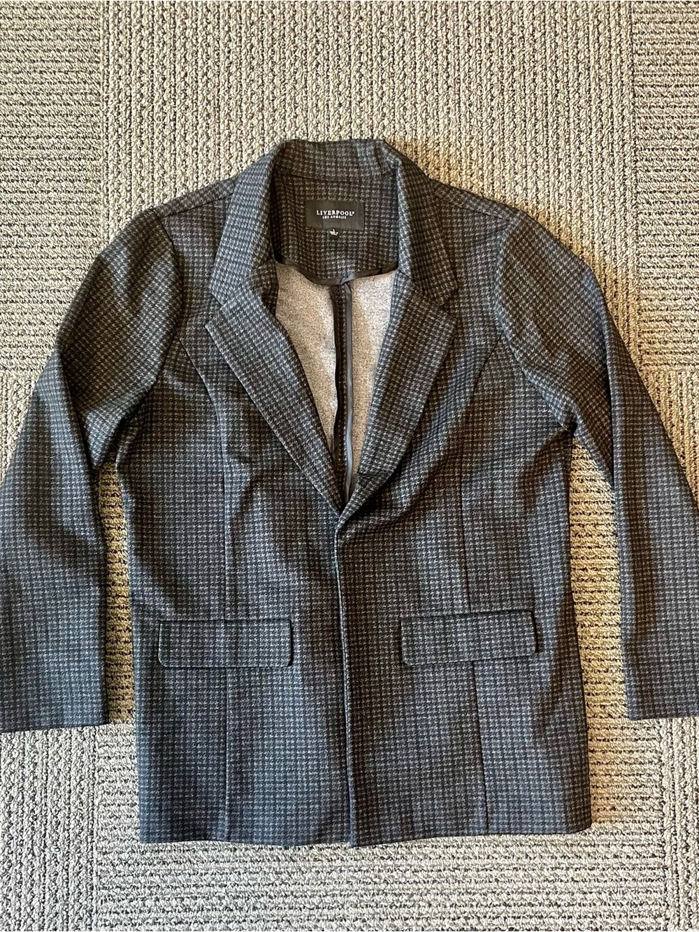 Liverpool Houndstooth Plaid Blazer in Black & Navy